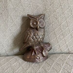 Vtg Brass Owl Perched on Tree Branch Limb Bird Decor Korea Mcm‎